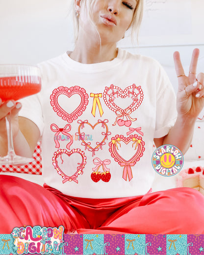 Frilly Coquette Hearts PNG Digital Design