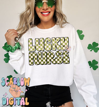 Lucky Nurse PNG-St Patrick's Day Sublimation Digital Design Download-healthcare png, rn png, lucky vibes png, shamrock png, irish png design