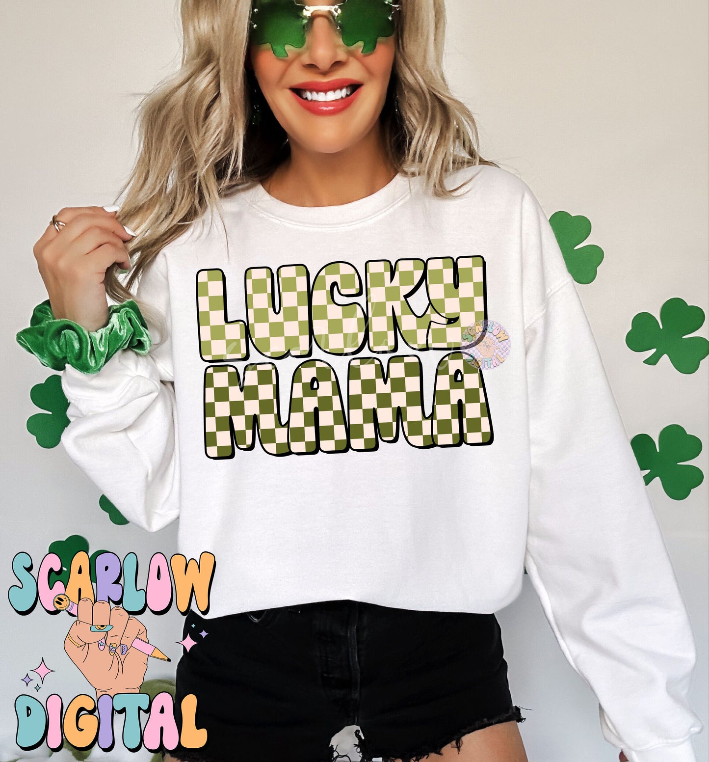 Lucky Mama PNG-St Patrick's Day Sublimation Digital Design Download-png for mom, mama png, lucky png, shamrock png, irish png designs