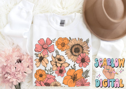 Spring Flowers PNG Sublimation Digital Design Download-floral png, vintage png, pretty png, coquette png, no words png, summer girl png