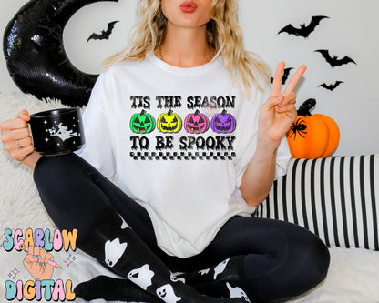 Tis The Season To Be Spooky PNG Digital Design Download, Halloween png, jack o lanterns png, spooky season png, fall png, neon halloween png