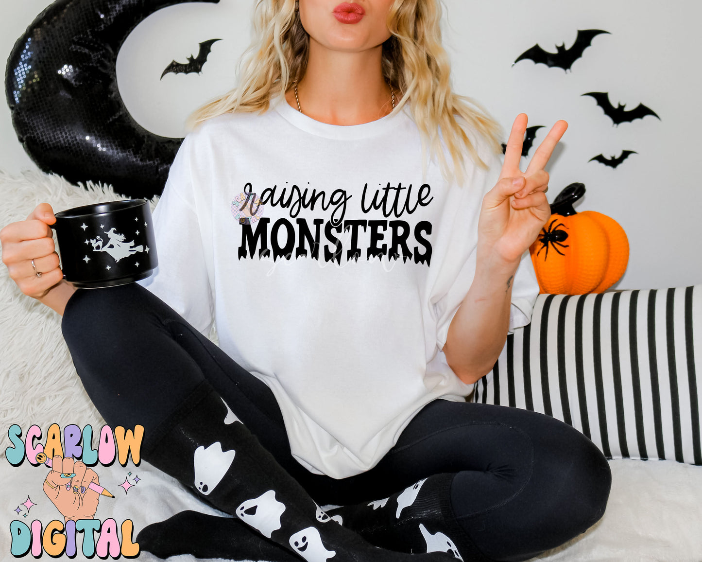 Raising Little Monsters SVG Digital Design Download, cricut cut file svg, halloween png, mama png, spooky mama png, funny mom png designs