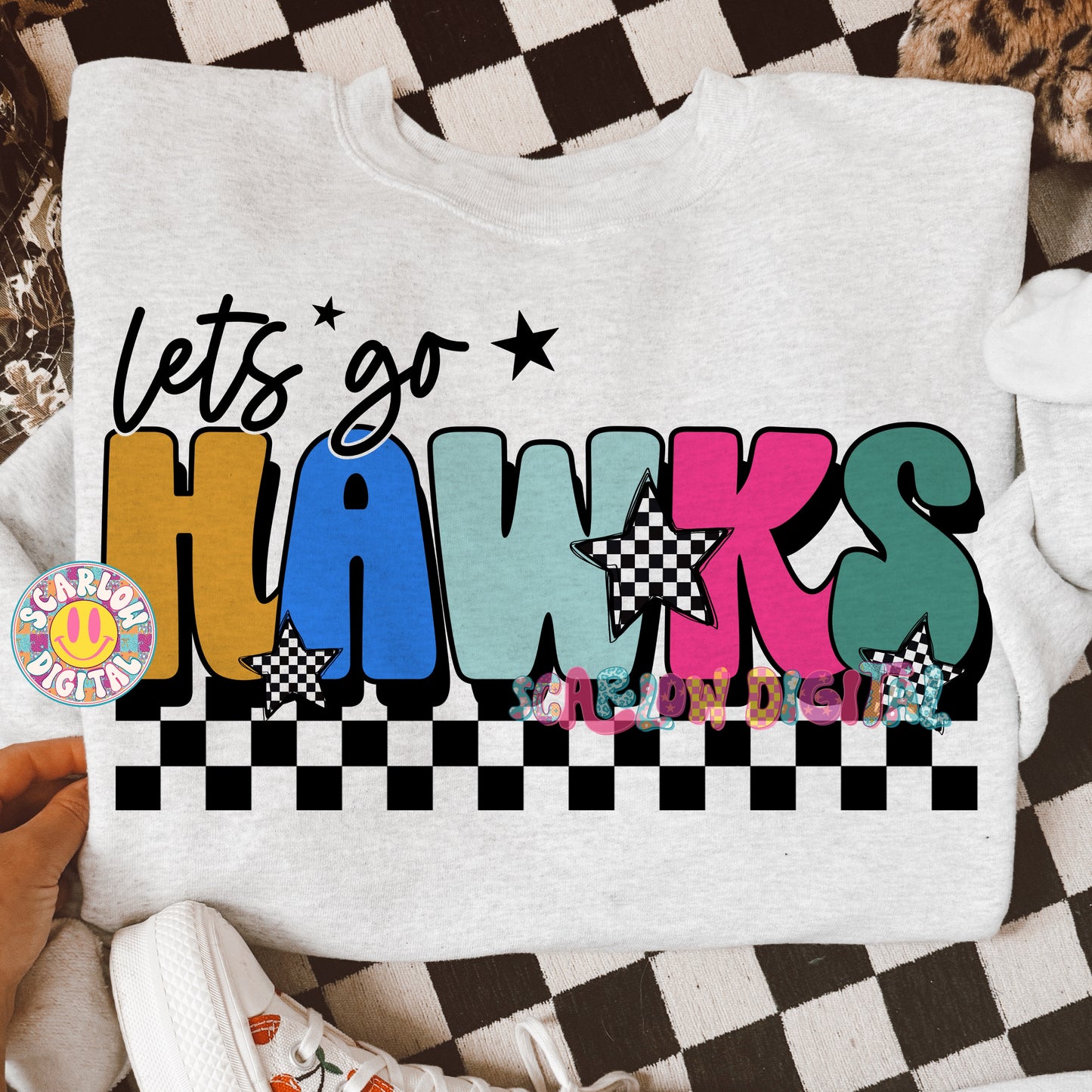 Let's Go Hawks PNG Digital Design