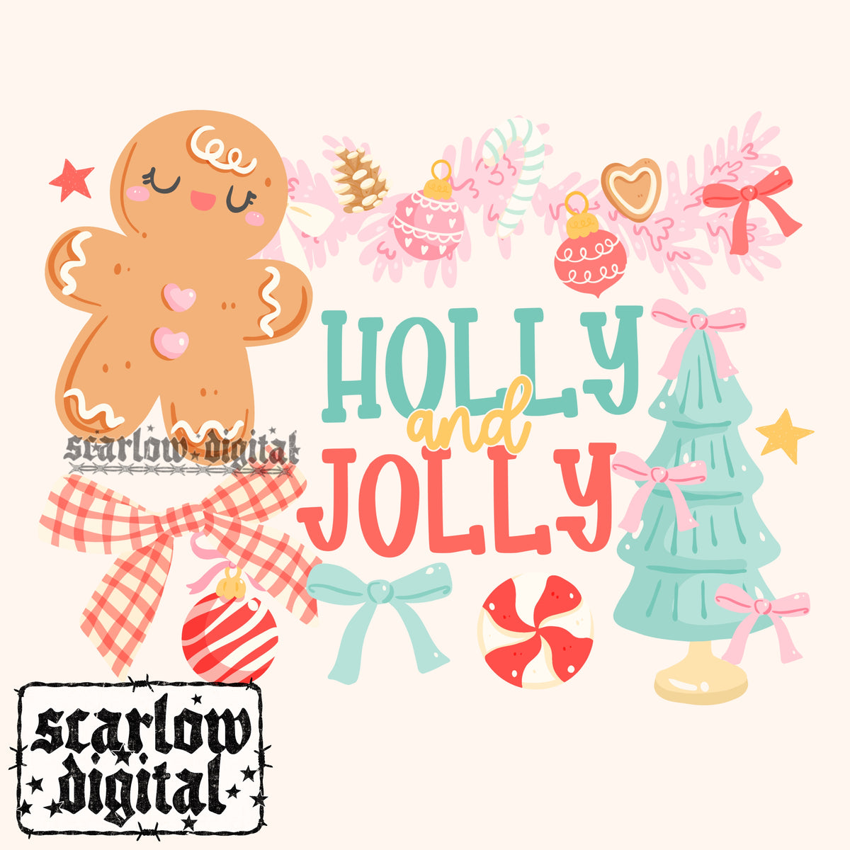Holly Jolly PNG Digital Design