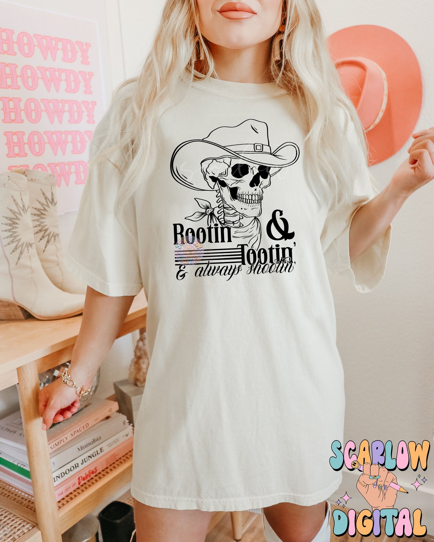 Rootin' Tootin' and Always Shootin' PNG Digital Design Download, western png, skeleton png, snarky png, adult humor png, funny png designs