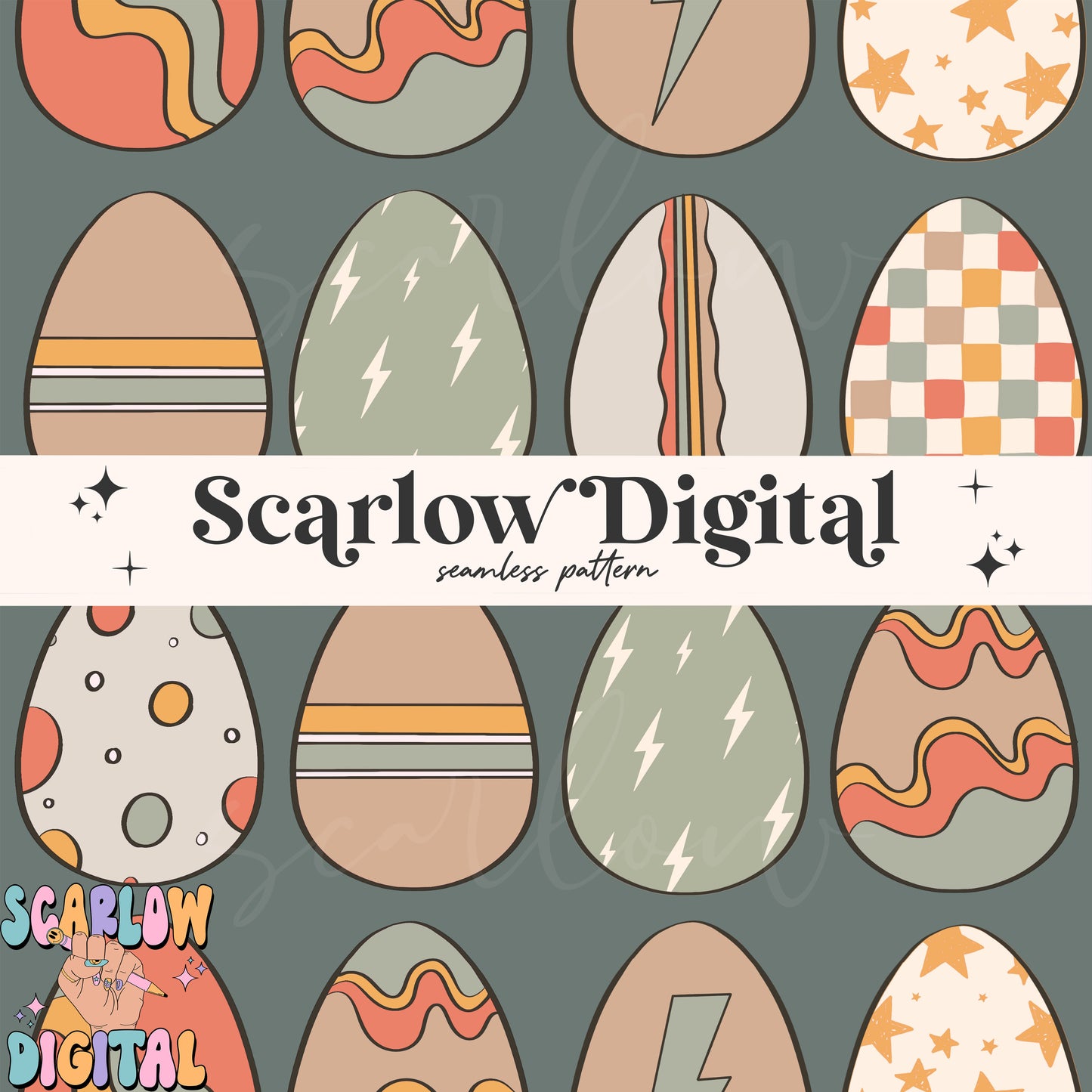 Vintage Eggs Seamless Pattern-Easter Sublimation Digital Design Download-boy seamless pattern, spring seamless file, easter seamless design