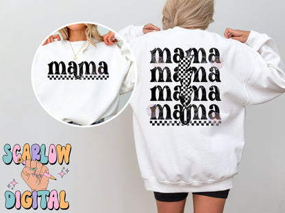 Mama Front and Back PNG Digital Design Bundle, grunge mama png, rocker mama png, pocket png, checkered mama png, png for mom, mama shirt png