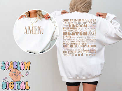 Lord's Prayer Front and Back PNG Bundle Digital Design Download, christian png, pocket and back png, religious png, bible verse png design