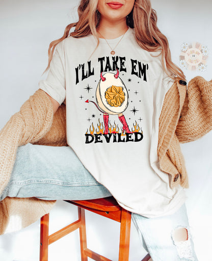 I'll Take 'Em Deviled PNG-Thanksgiving Sublimation Digital Design Download-deviled eggs png, png for men, mens png designs, funny png design