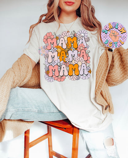 Floral Mama PNG Sublimation Digital Design Download, flowers png, png for moms, mama png, trendy mama png, preppy mama designs, boho mom png