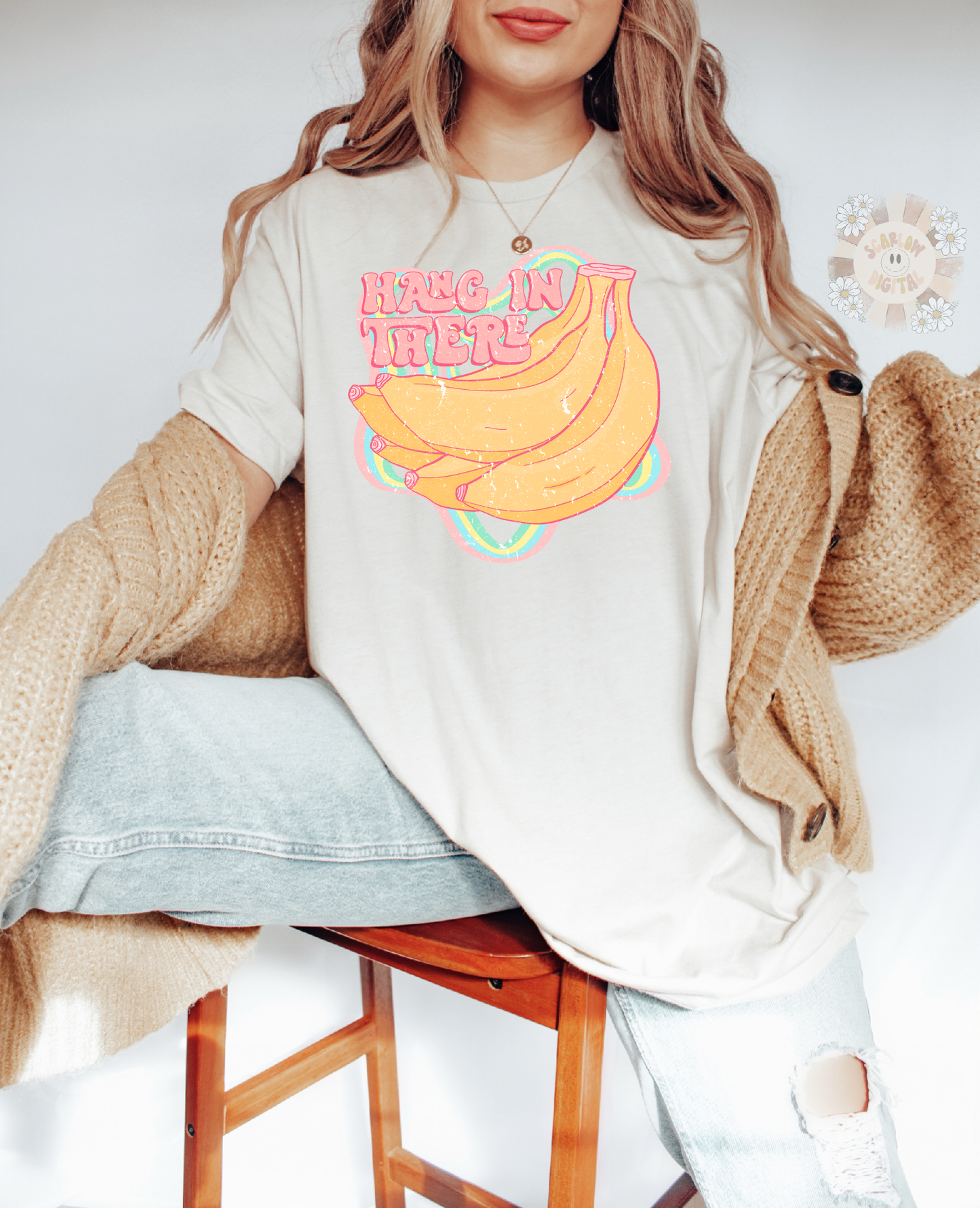 Hang in There PNG-Retro Sublimation Digital Design Download-colorful png, girly png, trendy png, bananas png, fruit puns png, funny png file