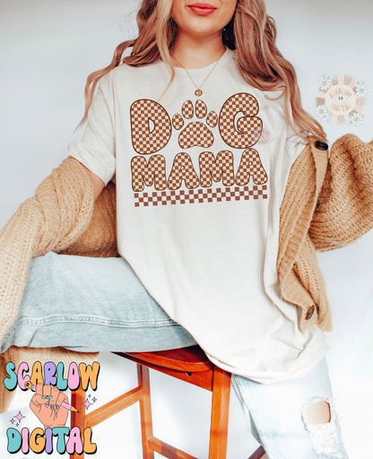 Dog Mama PNG Sublimation Digital Design Download-pet mom tshirt designs, png for mom, mama png design, checkered png, fur mom png designs