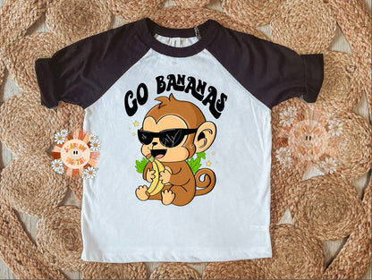 Go Bananas PNG-Monkey Sublimation Digital Design Download-boy png, trendy png, funny png, puns png, zoo png, kids png, boho png, retro png