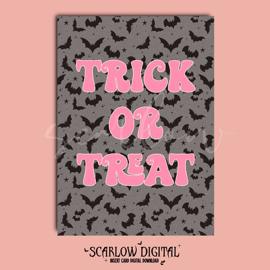 Trick or Treat Halloween Insert Card Digital Design Download