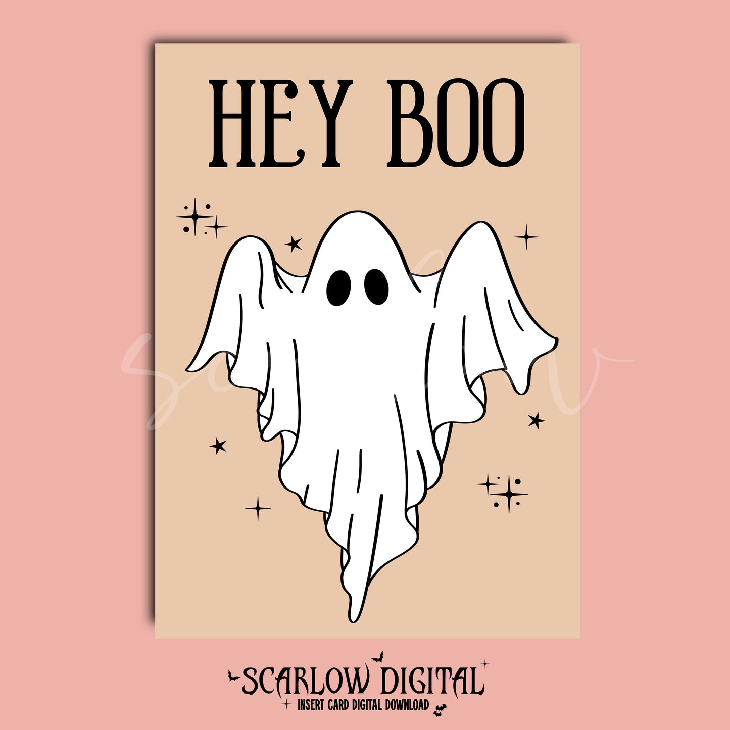 Hey Boo Halloween Insert Card Digital Design Download