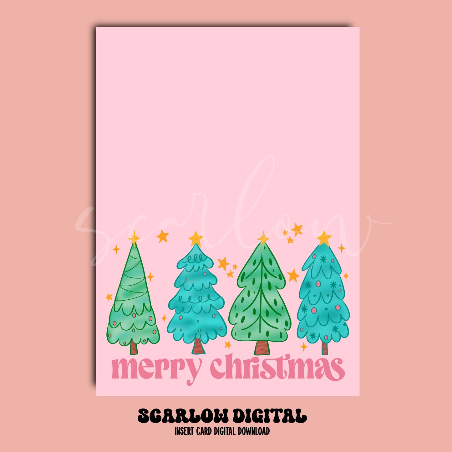 Merry Christmas Insert Card Digital Design Download