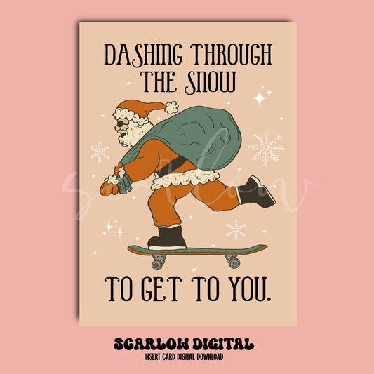 Dashing Through the Snow Christmas Insert Card Digital Design Download