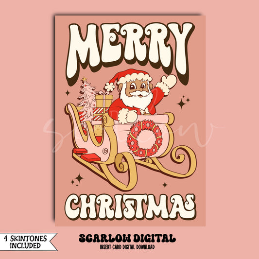 Santa's Sleigh Christmas Insert Card Digital Design Download