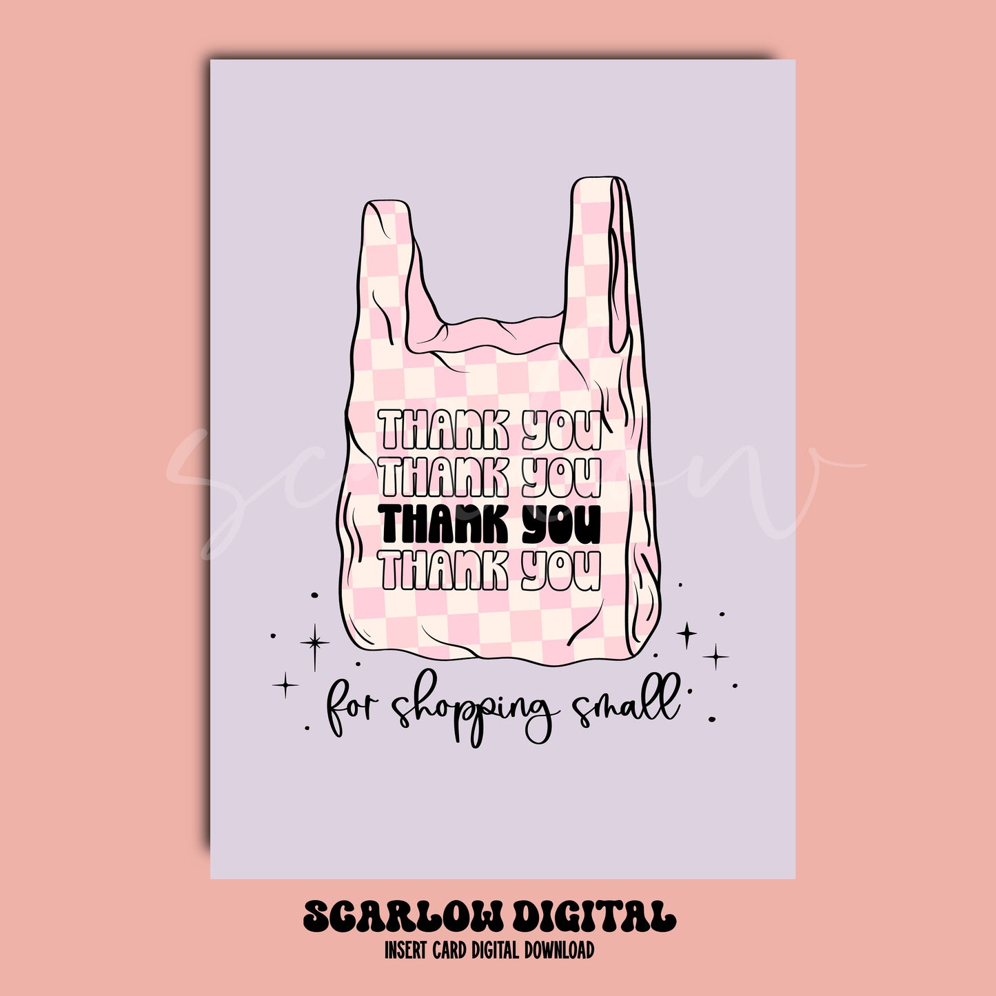 Thank You For Shopping Small Insert Card Digital Design Download