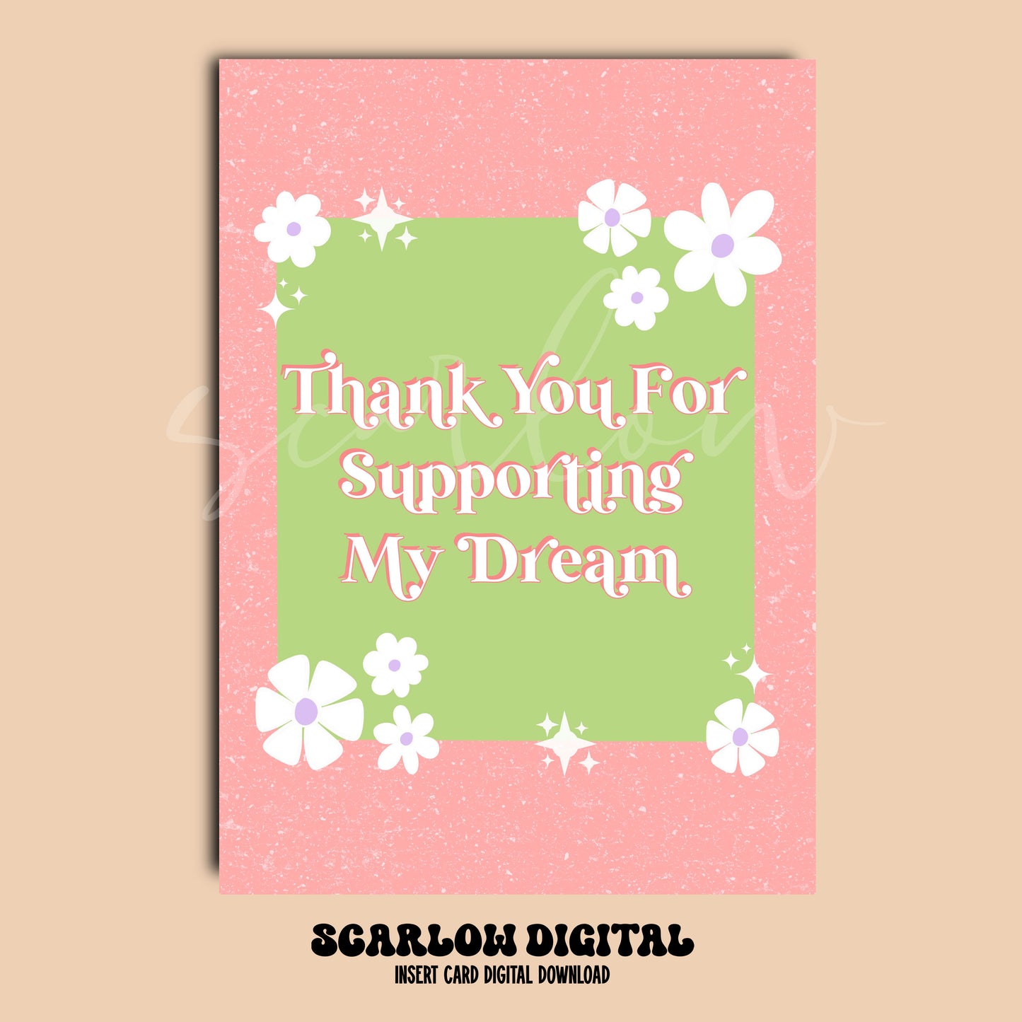 Thank You For Supporting My Dream Insert Card Digital Design Download