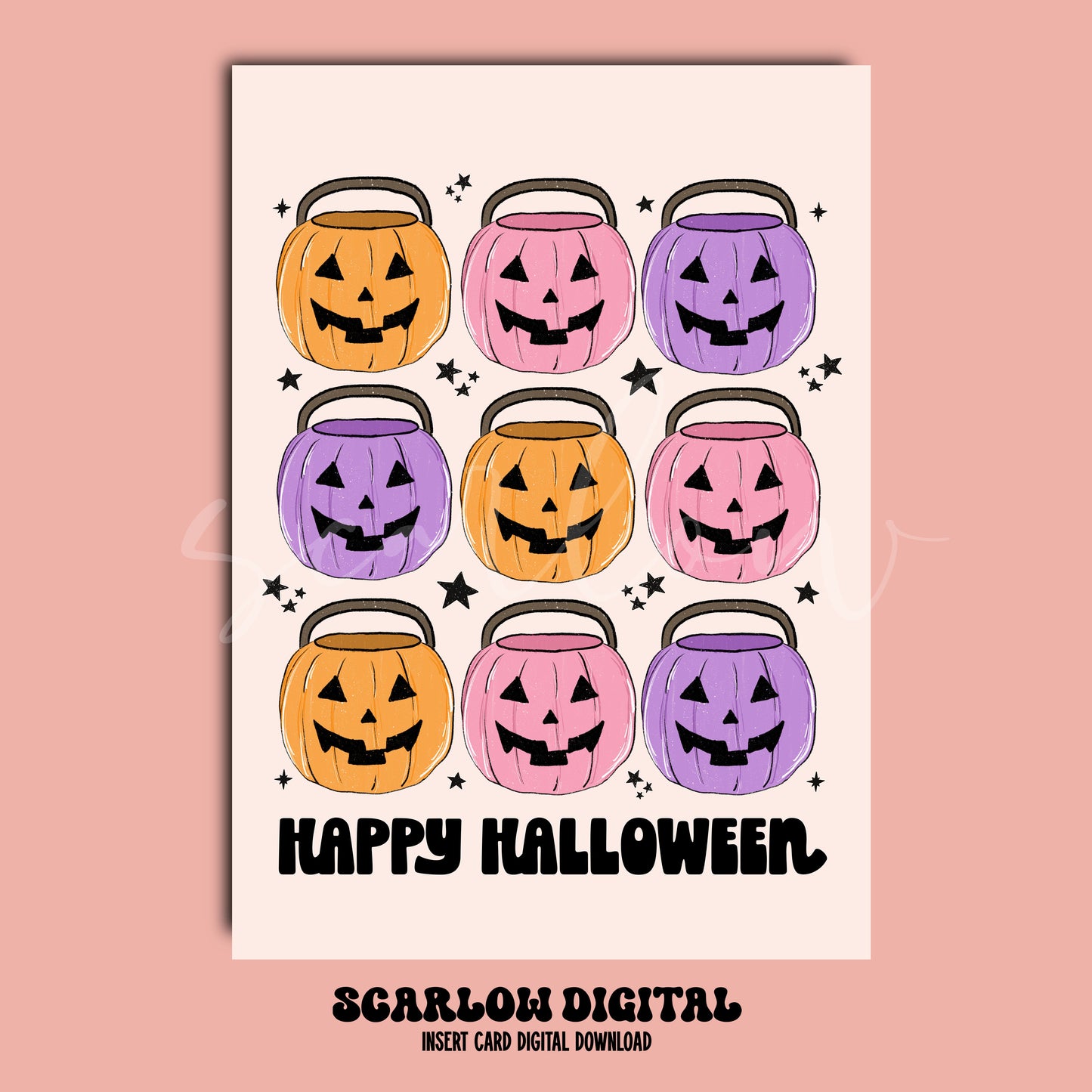 Happy Halloween Insert Card Digital Design Download