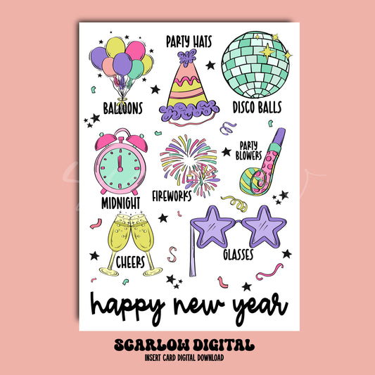 Happy New Year Insert Card Digital Design Download