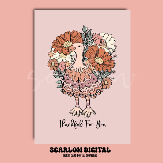 Thankful For You Insert Card Digital Design Download