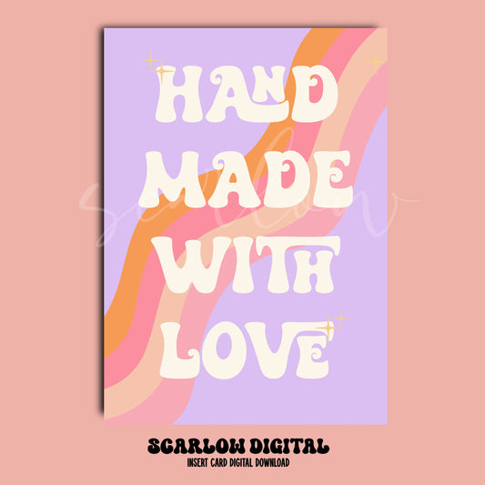 Handmade With Love Insert Card Digital Design Download