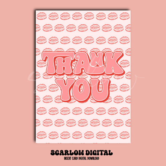 Thank You Valentine's Day Insert Card Digital Design Download