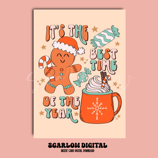 It's The Best Time Of The Year Christmas Insert Card Digital Design Download