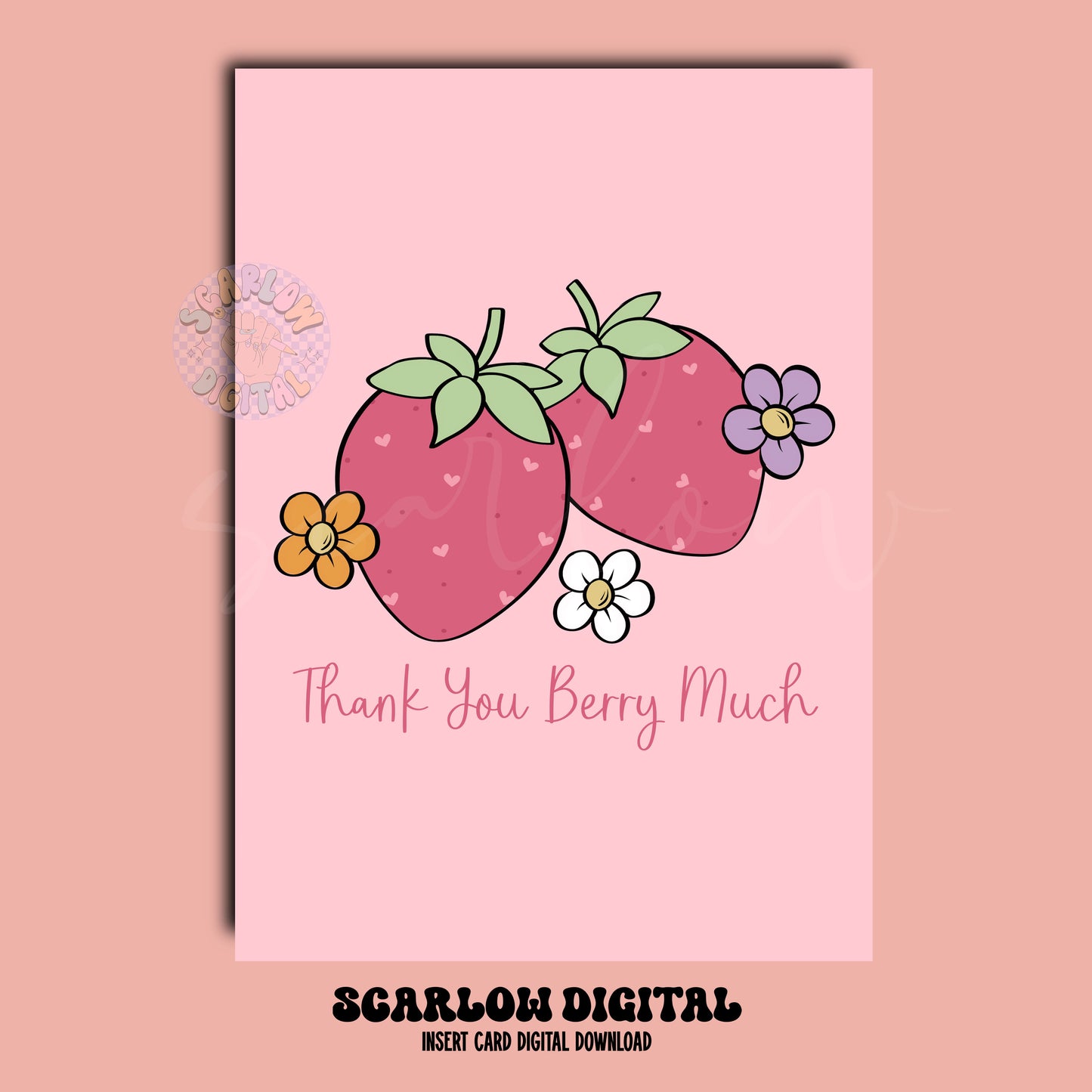 Thank You Berry Much Insert Card Digital Design Download