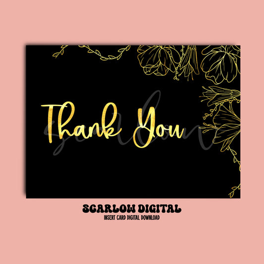 Gold Foil Thank You Insert Card Digital Design Download
