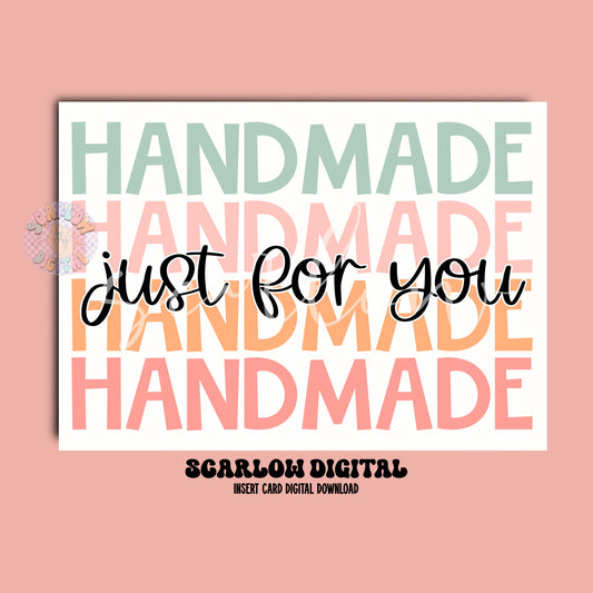 Handmade Just For You Insert Card Digital Design Download