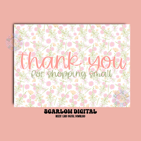 Floral Thank You For Shopping Small Insert Card Digital Design Download