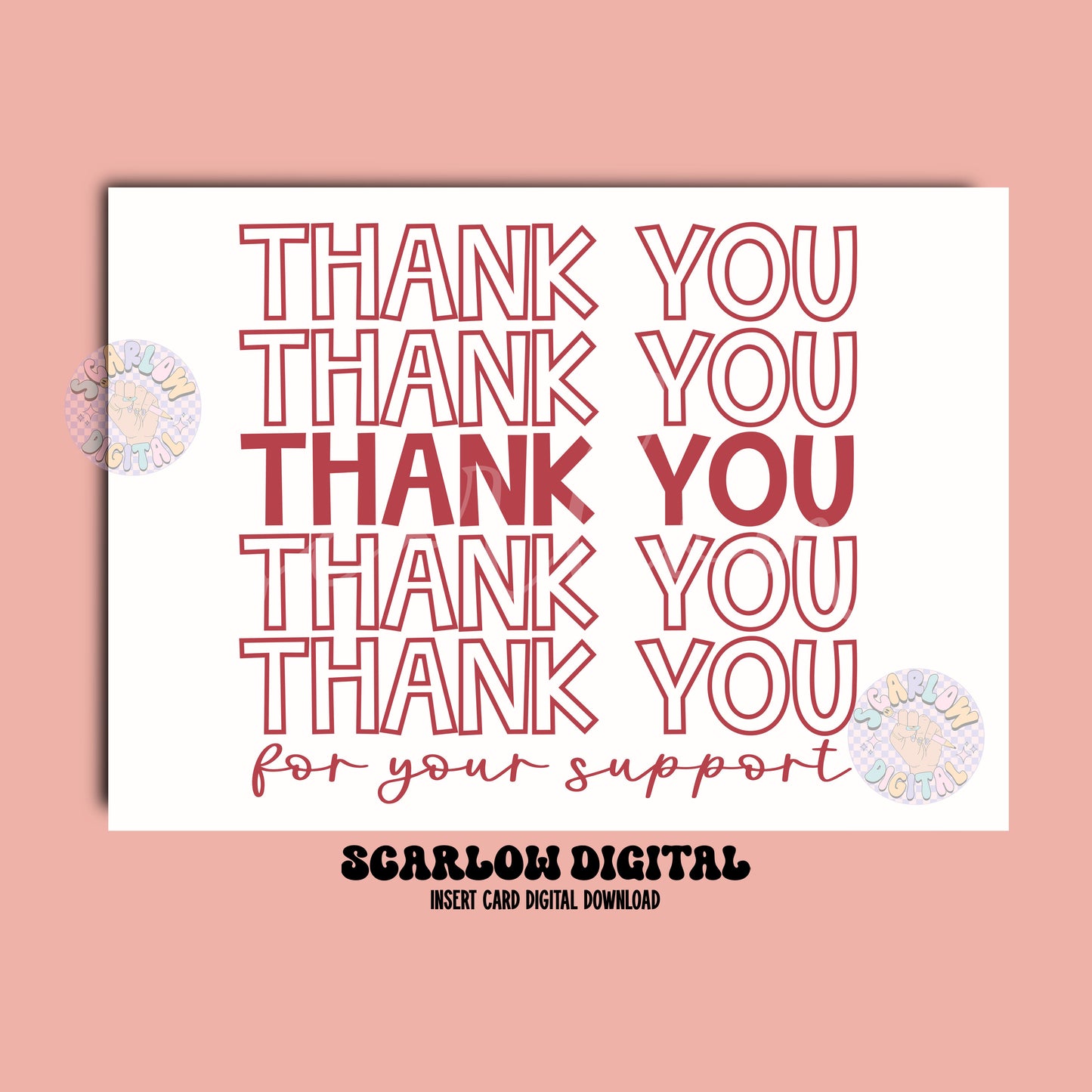 Thank You For Your Support Insert Card Digital Design Download