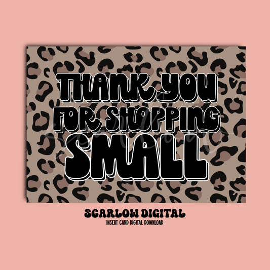 Thank You For Shopping Small Leopard Print Insert Card Digital Design Download