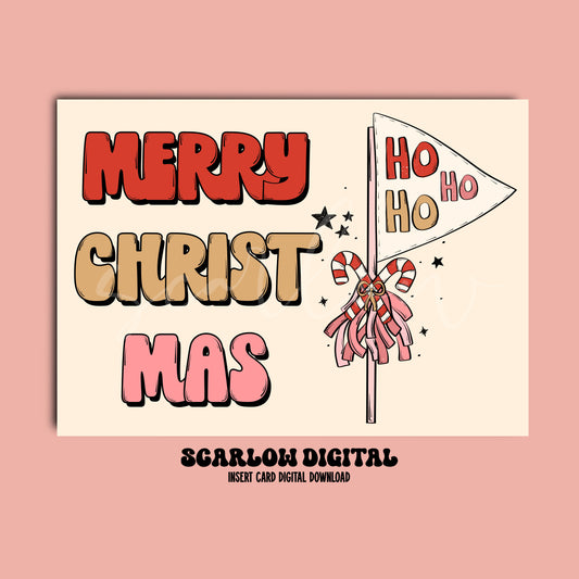 Merry Christmas Flag Insert Card Digital Design Download