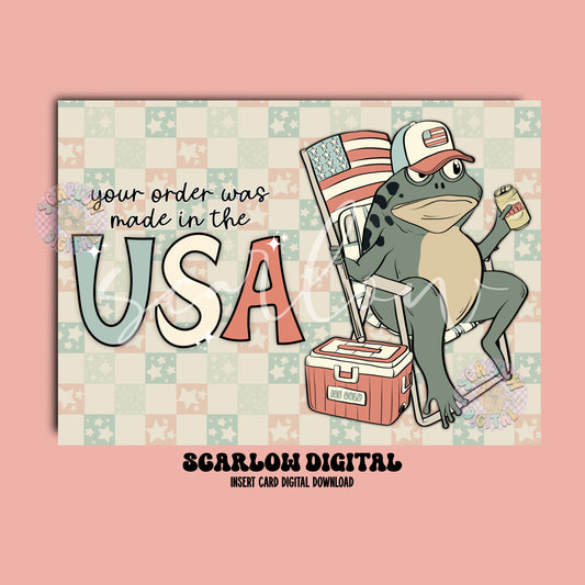 Your Order Was Made in the USA Frog Insert Card Digital Design Download
