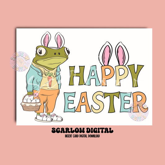 Happy Easter Frog Insert Card Digital Design Download