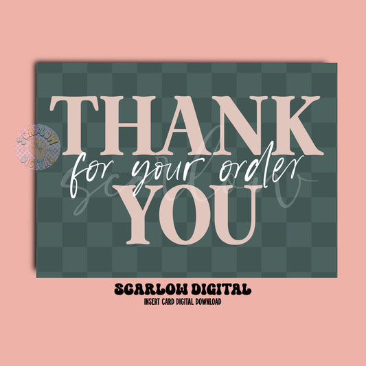 Thank You For Your Order Insert Card Digital Design Download