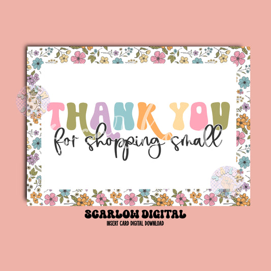 Thank You For Shopping Small Insert Card Digital Design Download