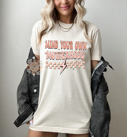 Mind Your Own Motherhood PNG-Mama Sublimation Digital Design Download-mommy png, png for moms, boho mama png, preppy mama png, retro mom png