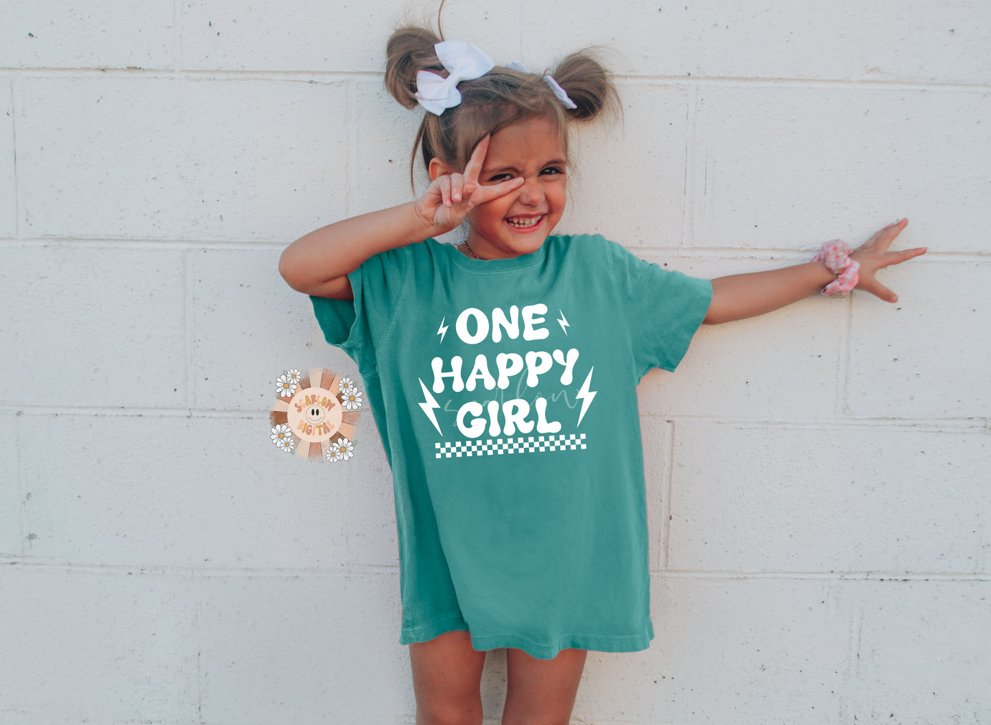 One Happy Girl SVG-Retro Cricut Cut File Digital Design Download-checkered svg, svg for girls, daughter svg, mommy & me svg, retro girl svg