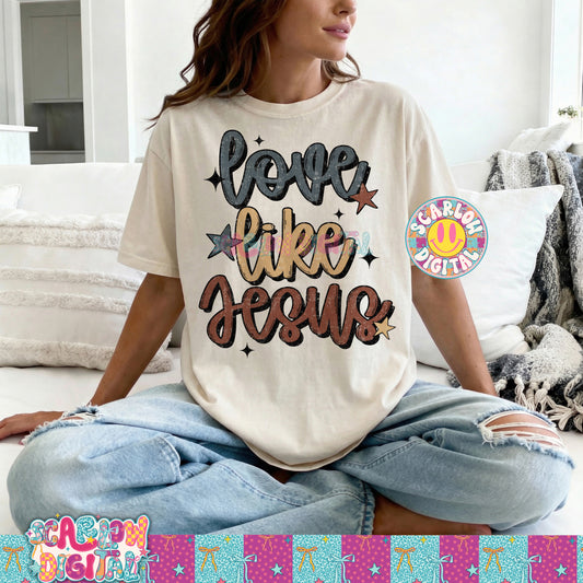 Love Like Jesus in Blue PNG Digital Design