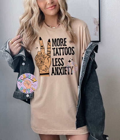 More Tattoos Less Anxiety PNG Sublimation Digital Design Download-tattooed mama png, funny png, mental health png, grunge png, png for women