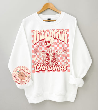 Dead Inside But It's Christmas PNG-Christmas Sublimation Digital Design Download-skeleton png, holidays png, santa claus png, funny png file