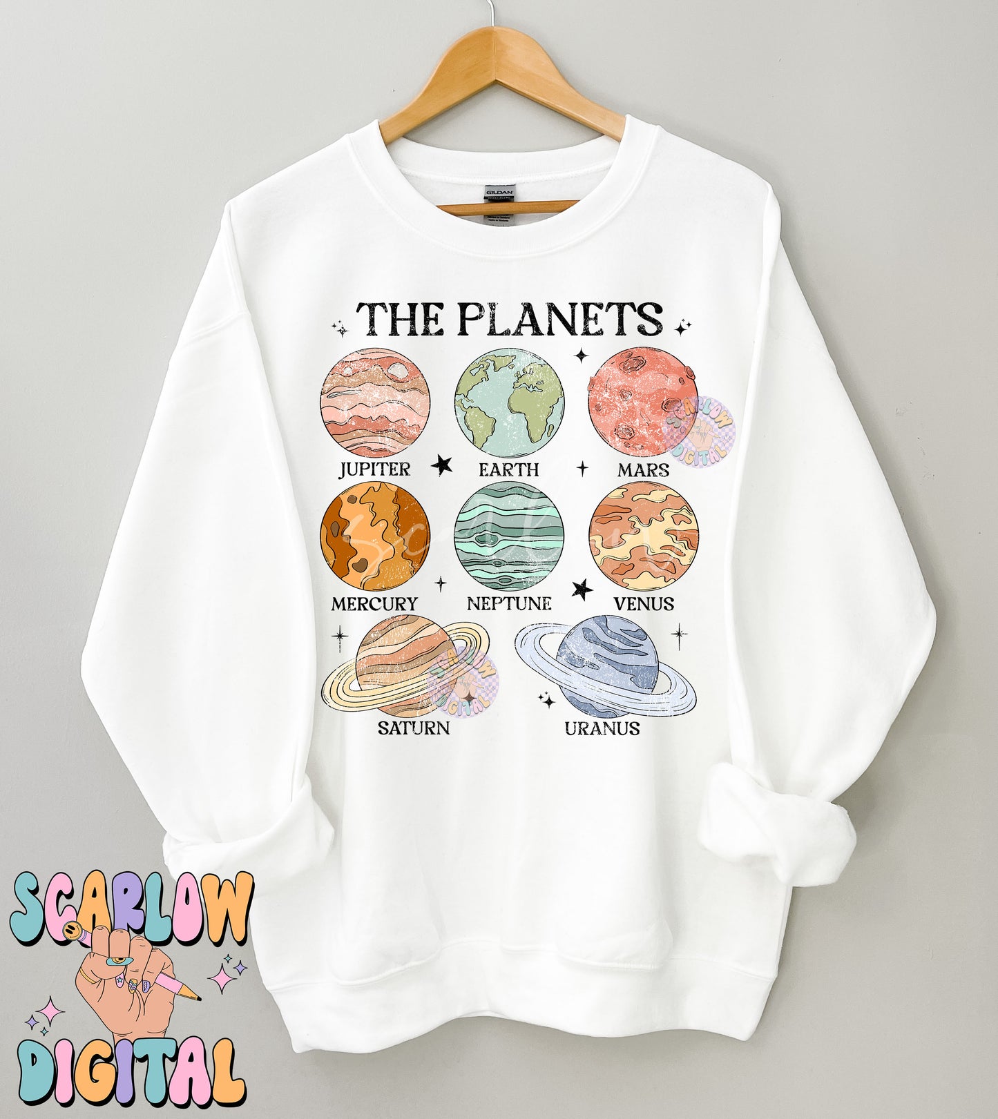 The Planets PNG-Outerspace Sublimation Digital Design Download-space png, astronaut png, kids png, boy png, solar system png, retro png