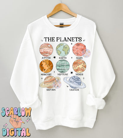 The Planets PNG-Outerspace Sublimation Digital Design Download-space png, astronaut png, kids png, boy png, solar system png, retro png