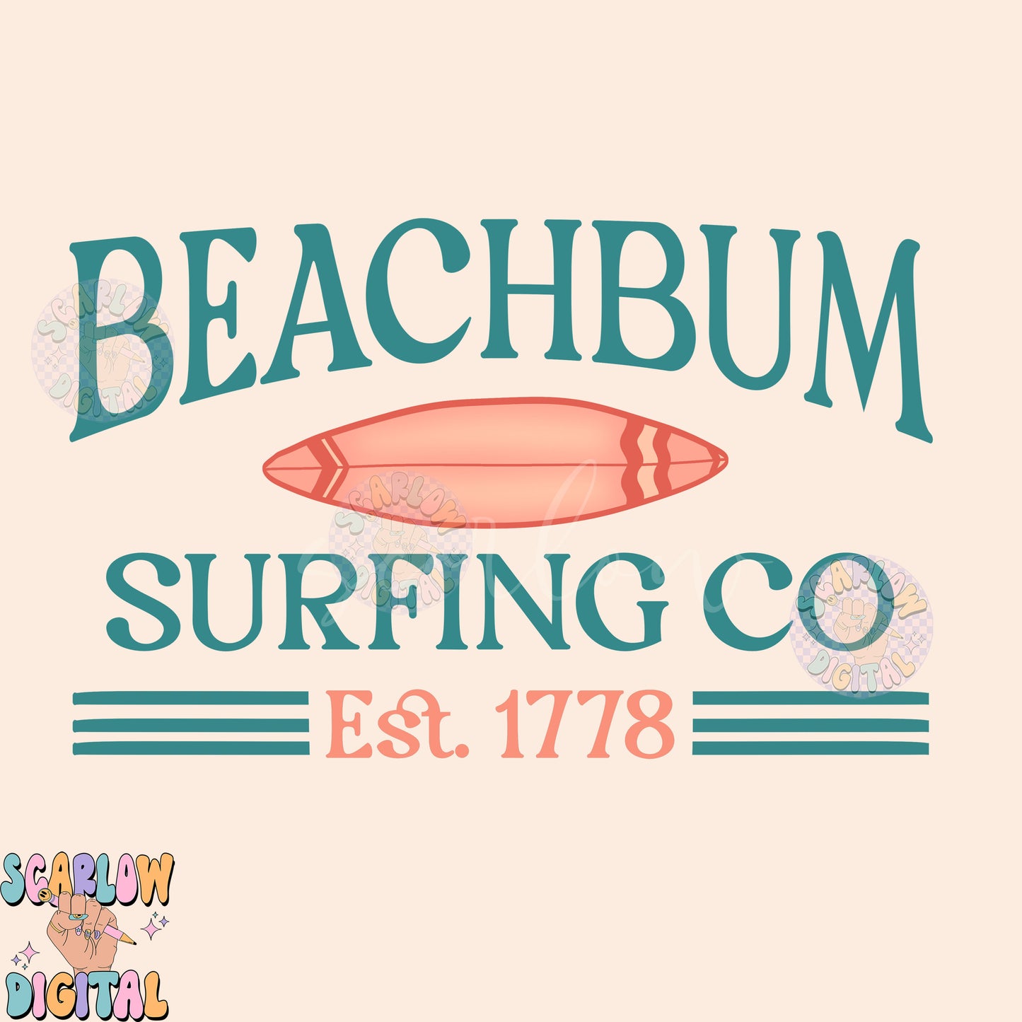 Beach Bum Surfing Co PNG-Summer Sublimation Digital Design Download-surfing png, beach png, ocean png, png for summer, unisex summer png