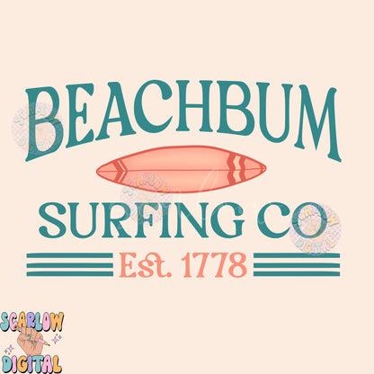 Beach Bum Surfing Co PNG-Summer Sublimation Digital Design Download-surfing png, beach png, ocean png, png for summer, unisex summer png